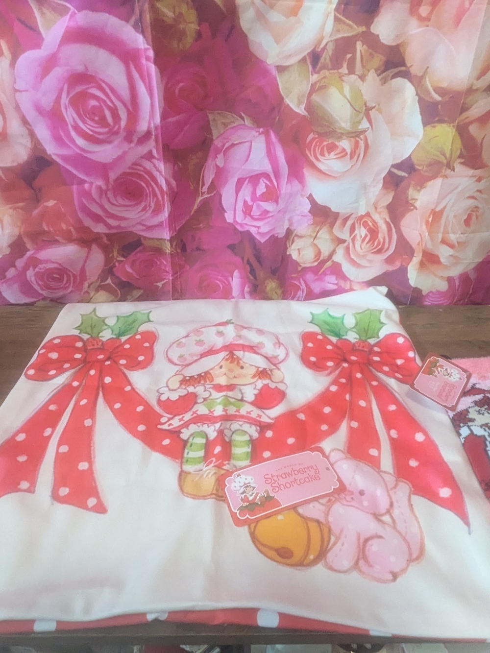 Strawberry Shortcake Pink Holiday Accent Pillow Cover